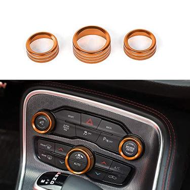 Imagem de Keptrim Para carregador Challenger Chrysler, rádio CA, botões de ar condicionado, botão para Dodge Challenger 2015-2020, carregador Chrysler 300, alumínio laranja, 3 peças