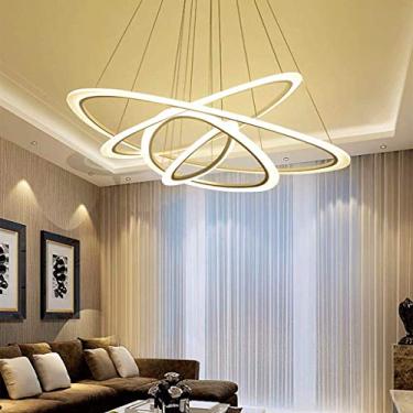 Imagem de Lustre LED Acrílico Controle Remoto Inteligente Restaurante Sala de Estar Escritório Quarto Corredor Luz Personalidade Criativa Pendente Luz (Tamanho: 84 64 43 25cm) bom