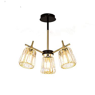 Imagem de Lustre de cristal de luxo pós-moderno nórdico E27, luminária de sala de estar com personalidade criativa, iluminação de sala de jantar de quarto com atmosfera simples e moderna - preto e dou