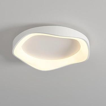 Imagem de Luminária de teto LED criativa para quarto interno, luminária de teto regulável, redonda, de ferro branco, acrílica, para quarto infantil, com controle remoto, decoração moderna, para sala d
