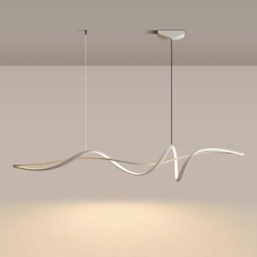 Imagem de Luminária pendente espiral LED moderna, lustre linear para sala de jantar, luminária de ilha de cozinha, luminária de teto suspensa de 47 polegadas para quarto, sala de estar, restaurante