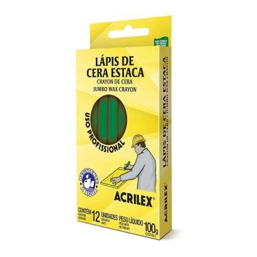 Imagem de Giz de cera estaca verde 12 unidades Acrilex