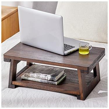 Imagem de Mesa de chá e meditação mesa antiga dobrável de alto baixo com pernas dobráveis mesa baixa para sentar no chão para jantar e tomar café (castanho 50 x 30 x 20 cm)