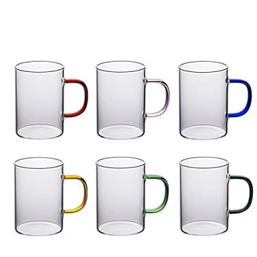 Imagem de URGDWEKJY Copo de vidro conjunto de 6 peças de vidro com alça (283 g e 340 g opcional) Conjunto de copos de grande capacidade para beber café uísque cerveja copo de água (grande)