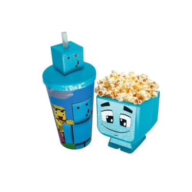 Imagem de Kit Cinema Copo com Canudo e Balde de Pipoca Oficial Youtubers Athos, Lopers e Problems – Original Licenciado, Conjunto Streamer Presente Gamer (Kit Problems Azul)