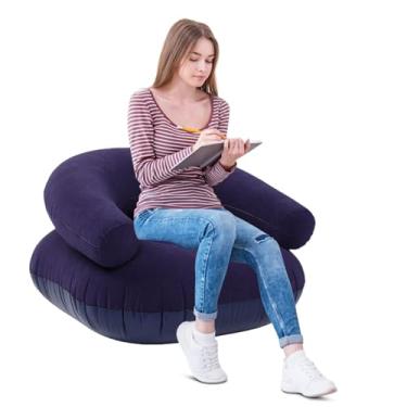Imagem de Bewinner Espreguiçadeira Inflável, sofá de Ar, Cadeiras Infláveis ​​em Forma de U de PVC Reunidas, Poltrona Inflável Confortável para Acampamento à Noite de Cinema, sofá Externo Portátil (Azul