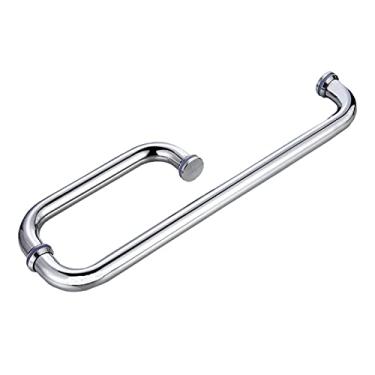 Imagem de Maçaneta de porta de vidro de chuveiro para banheiro, acabamento de aço inoxidável totalmente polido puxador de porta de vidro - puxador de substituição (tamanho: 300 mm + 450 mm) ()