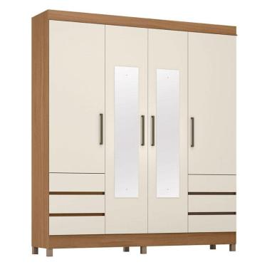 Imagem de Guarda Roupa Casal Roma 4 Portas com Espelho Amendola Off White - Demobile