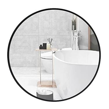 Imagem de Espelhos de banheiro espelho de parede de banheiro 50 cm grande preto redondo espelho circular decorativo para casa moderna para entrada sala de jantar sala de estar espelho de parede