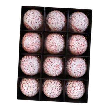 Imagem de predolo 12 peças de enfeites de bola de Natal de 8 cm com design vintage para guirlandas, decoração multifuncional para árvore de Natal, Vermelho Branco