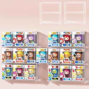 Imagem de Prateleiras flutuantes de acrílico compatíveis com Funko Pop in Box, caixa de exibição de figuras transparentes montadas na parede, suportes empilháveis pendurados para colecionáveis, brinquedos