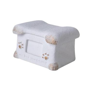 Imagem de Fenteer Urna de cremação para animais de estimação em formato de osso, lembrança de enterro, jardim, suprimentos funerários para animais de estimação, cinzas, Branco