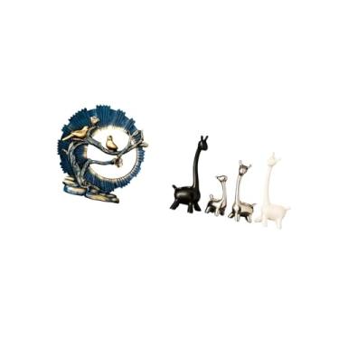 Imagem de Fenteer Estatueta Artesanal Knick Knack Resina Girafa Estátua Cerâmica Estatuetas para Decoração de Casa Estante Sala de Estar Mesa Escritório Quarto Peça Cen