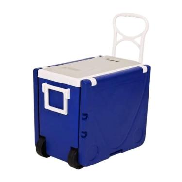 Imagem de Caixa Térmica com Rodas e Mesa Lateral – Capacidade 32 Litros | Design Funcional Azul ou Preto (Azul (com suporte lateral))