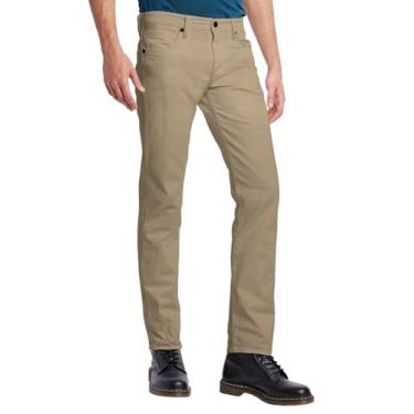 Imagem de ETHANOL Calça masculina confortável slim fit perna reta design elegante calças, Hyper Stretch-cáqui, 36W x 32L
