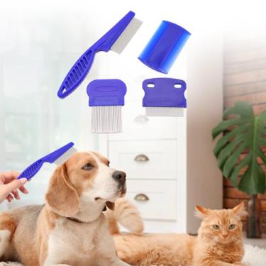Imagem de 4 pentes para animais de estimação, pente multifuncional de dentes finos para alisar o cabelo, escova para cães e gatos