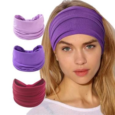 Imagem de Bandanas femininas modernas largas para ioga, treino, diariamente, acessórios de cabelo, pacote com 3