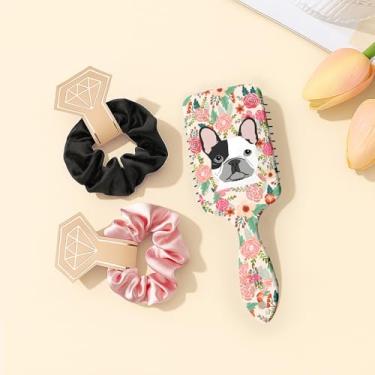 Imagem de Escova de cabelo floral – Escova de cabelo antiestática com almofada de ar e cerdas de massagem, pá de cabelo suave para todos os tipos de cabelo - B