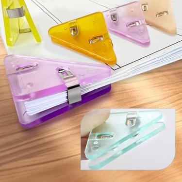 Imagem de Conjunto de 5 clipes triangulares para fichário, clipe de plástico multicolorido, clipes de canto de arquivo tamanhos variados, professores, escritório, escola, uso doméstico e negócios, clipes de