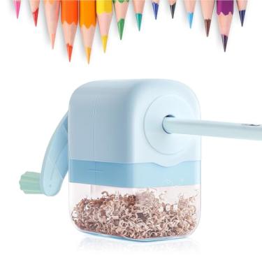 Imagem de Apontador de lápis manual, apontador de lápis de manivela com ponta ajustável (6 mm-8 mm) - azul