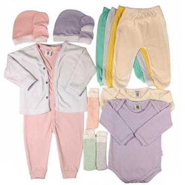 Imagem de Kit Enxoval de Bebê Completo 15 Peças Body, Mijão e Macacão - Tanran, 