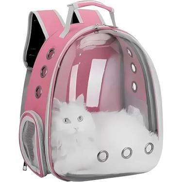 Imagem de Mochila Astronauta Transparente Visão Panorâmica para Cães e Gatos | Transporte Pet Portátil com Máxima Ventilação e Segurança (Rosa)