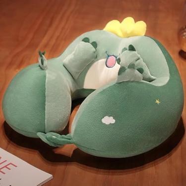Imagem de Almofada De Pescoço Para Descanso Viagens Bichinhos Criança Infantil Adulto presente de aniversári (Verde)