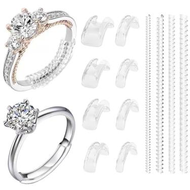 Imagem de Pacote com 12 tamanhos de anel para anéis soltos, protetores de anel invisíveis, ajustador redimensionador, ajustador, redimensionador, serve para quase todos os anéis (transparente)