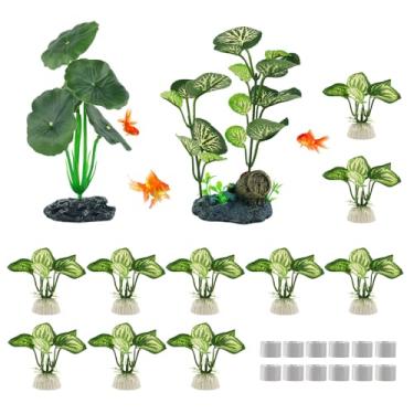 Imagem de LovelyPaws 24 peças de plantas de aquário, plantas de aquário de seda para decoração de aquário Betta e âncora fixa, para visualização e descanso de peixes