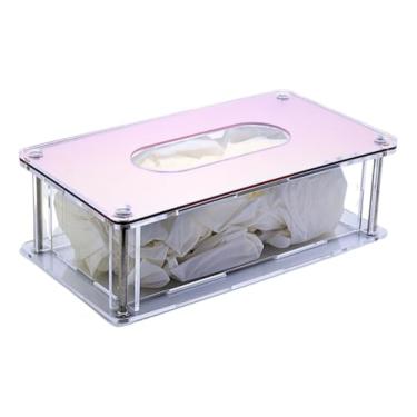 Imagem de Caixa Organizadora em Acrílico com Tampa – Dispenser Porta Luvas Premium Transparente e Rose com Acabamento Espelhado