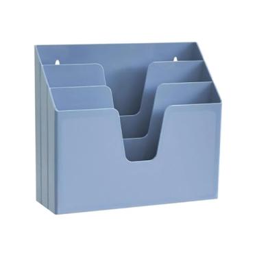 Imagem de Organizador de Papel, Organizador de Escritório para Pastas Triplo Horizontal, 33cm (L) X 11,5cm (P) X 29cm (A)(Azul Sólido)