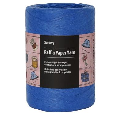 Imagem de Seebery Fio de fita de ráfia para artesanato - barbante de grama de ráfia para embrulho de presente, decoração DIY, persianas e muito mais | Corda de papel de corda fosca - 1/10.2 cm de largura, 109