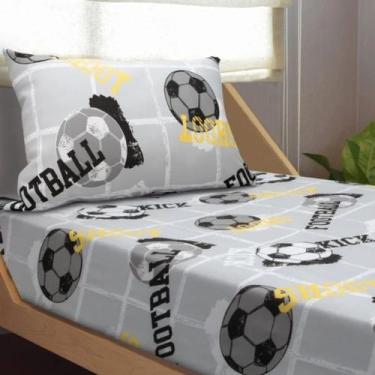 Imagem de Jogo Cama Menino Futebol Com Elástico 2 Pçs Malha Antibolinhas - Porta
