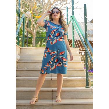 Imagem de Vestido Pau a Pique Estampado Azul
