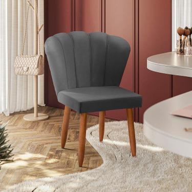 Imagem de Cadeira Poltrona Pétala Yasmin Sala Estar Penteadeira Veludo Chumbo