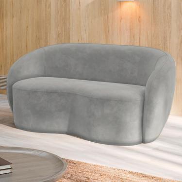 Imagem de Sofá Living Decorativo 180cm 2 Lugares íbis Encosto Fixo Veludo Cinza G33 - Gran Belo