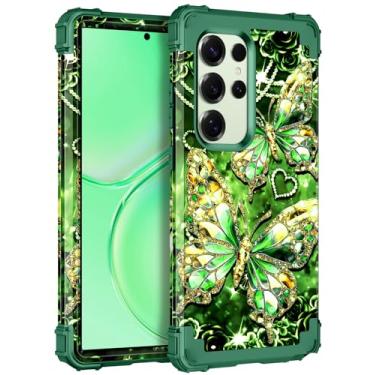 Imagem de Miqala Capa para Galaxy S24 Ultra 5G, que brilha no escuro, três camadas, resistente, à prova de choque, proteção total de plástico rígido + capa protetora de silicone macio para Samsung Galaxy S24