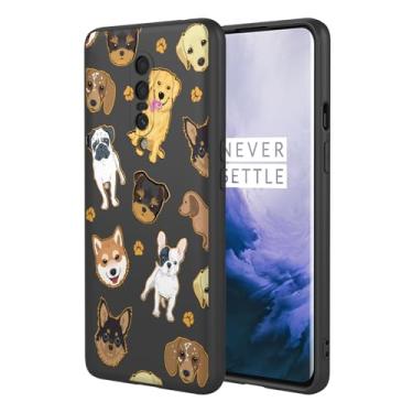 Imagem de HTXWXJC Capa de telefone para OnePlus 7 Pro, GM1911, GM1913, GM1917, GM1910, GM1915, à prova de choque, flexível, amortecedor, TPU, capa macia com estampa de cachorro para OnePlus 7 Pro Black Dog