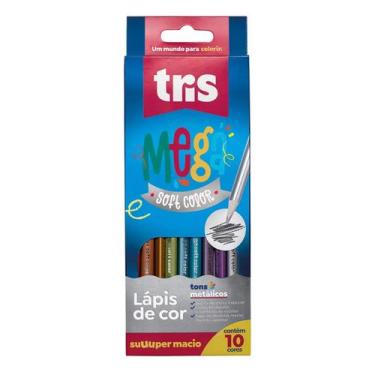 Imagem de Lápis de Cor Mega Soft Color Tons Metálicos 10 Cores Tris