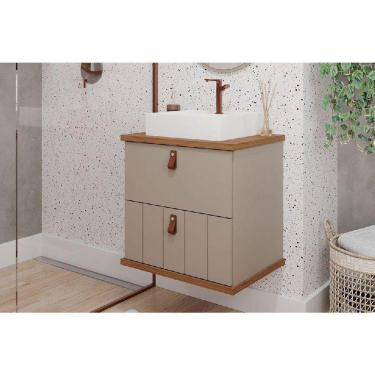 Imagem de Balcão P- Banheiro Milano 1 Porta E 1 Gaveta C- Cuba 60cm Cappuccino-freijo - Mgm