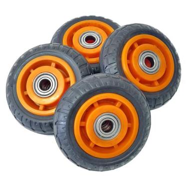 Imagem de 4 Rodas De Borracha Maciça Para Patinete Elétrico Mancal Rolamento Dup