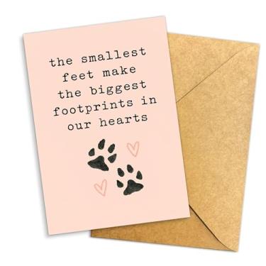 Imagem de Cartão de simpatia por perda de animais de estimação para dono de animal de estimação – Cartão de perda de cachorro ou gato – The Smallest Feet Make the Biggest Footprints in Our Hearts – Presente de