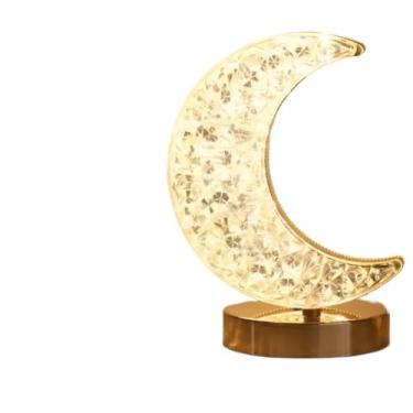 Imagem de LumináRia Abajur de Mesa Lâmpada Quarto Luxuosa Recarregavel AcríLico 3 Tons de Led, Acessórios Essenciais para a Casa(1 UNIDADE LUA)