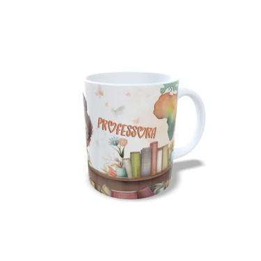 Imagem de Caneca Professora Floral em Cerâmica, 325ml, Decorada com Flores Coral e Mensagem Melhor Professora, para Presente Dia dos Professores (14112)