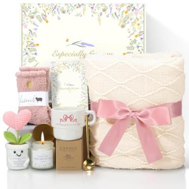 Imagem de AmeLeis Pacote de aniversário para mulheres, caixa de autocuidado, pacote Get Well e conjunto de presentes de caneca para ela, mãe, irmã e melhor amiga (rosa branco)