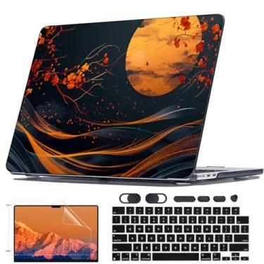 Imagem de Seanai Capa para MacBook Air de 13,5 polegadas M4 2025 2024 2023 2022 versão A3113 A2681 A3240, capa rígida de plástico com estampa antirriscos para Mac M3 M2 Air de 13 polegadas, montanhas de outono