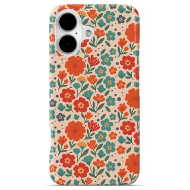 Imagem de GEQCDBN Capa para iPhone 16, linda capa protetora de TPU (poliuretano termoplástico) à prova de choque e estética com flores esmagadas na moda para mulheres e meninas de 6,1 polegadas