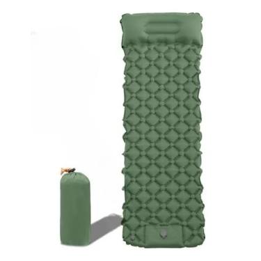 Imagem de Colchão Inflável Automático 2 em 1 para Camping com Bomba de Pé – Leve Portátil 190x60cm Nylon (verde A121)