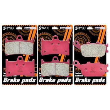 Imagem de S SYUU Conjunto de pastilhas de freio de cerâmica para motocicleta - dianteiro e traseiro - alto desempenho, baixo ruído, compatível com Yamaha YZF R6 600 2003-2015 YZF R1 1000 2004-2006 FZ6 2007-2009