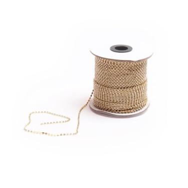 Imagem de Corrente de Strass SS12 Dourada Alto Brilho 5 Metros para Costura, Artesanato, Bordados e Customização